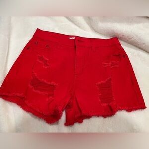 3/$25 Sale🎈Tinseltown red distressed denim shorts